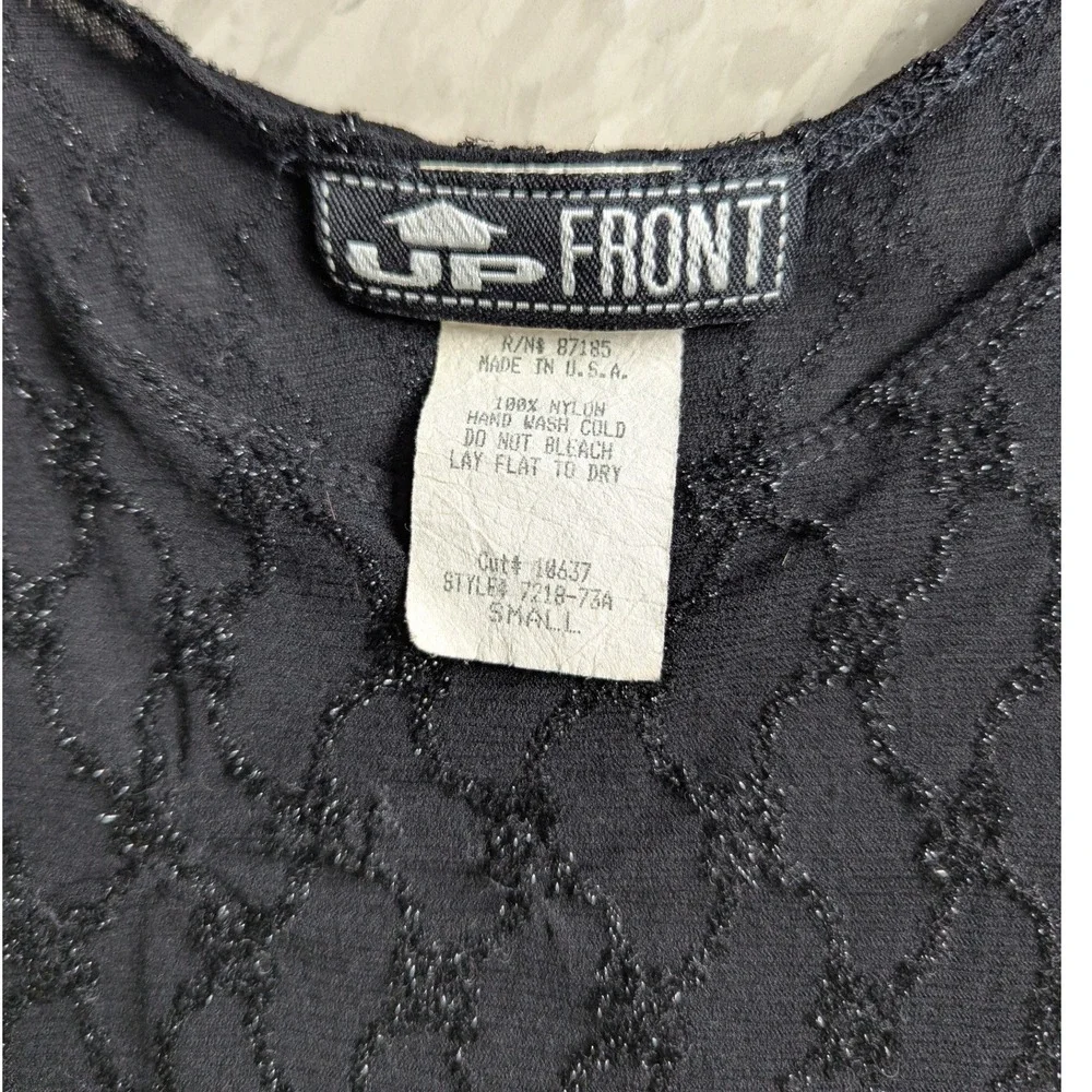 Up Front Vintage 90s Black Textured Nylon Bodycon Maxi Dress Indie Sleaze Small - Picture 4 of 10